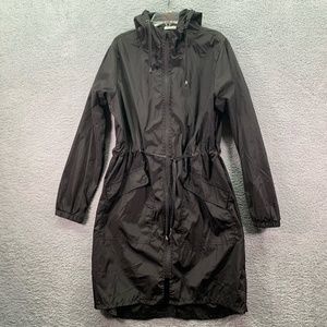 ELESOL Long Rain Jacket Women's Size M Lightweight Rain Coat Hooded Windbreaker